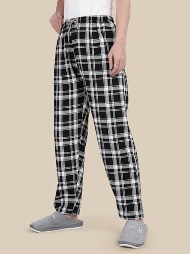 Image of KRYPTIC Women's 100% Pure Cotton Woven Pyjama | Mid Rise Relaxed Fit Full Length Nightwear Pant with Elasticated Drawstring Waistband & Side Pocket | Comfortable Lounge, Sleepwear & Casual Bottom Wear