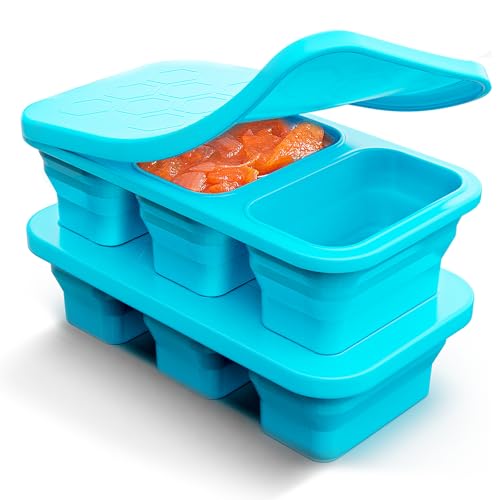 Silicone Freezer Trays with Lid, Stackable 1-Cup Molds