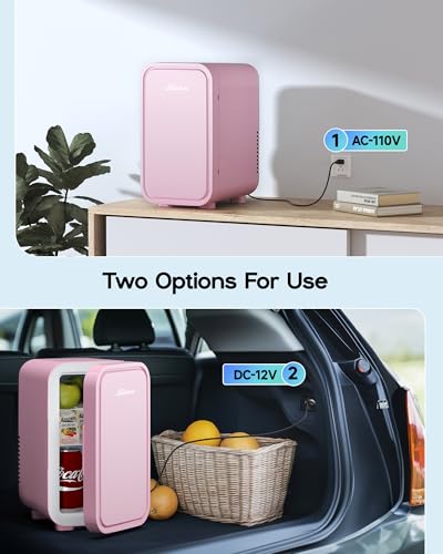 Image of BEICHEN Mini Fridge,6 Liter / 8 Can Small Fridge for Bedroom, Car, Office | Cooler & Warmer for Food, Drinks,Energy Saving, Low Noise,110V Ac /12V Dc,Compact & Portable