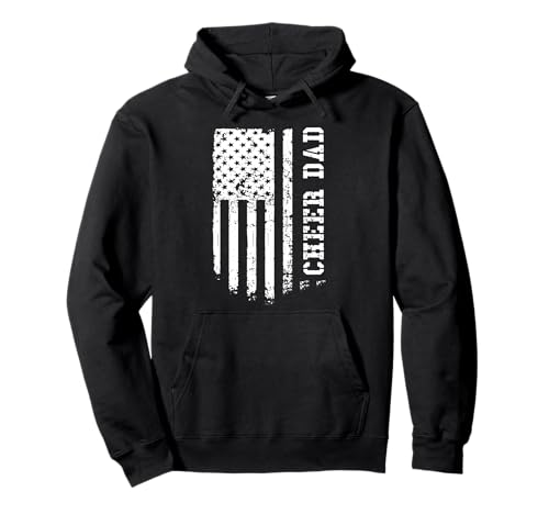 Cheer Dad Cheerleading American Flag Fathers Day Cheerleader Pullover Hoodie