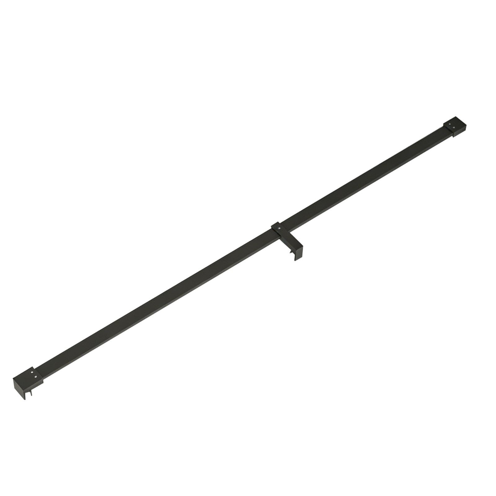 Barre de fixation paroi de douche noire en inox de 1,5m pour panneau en verre
