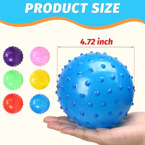 LOVEINUSA 12 Pack Bouncy Ball Knobby Massage Ball, 5" Spiky Sensory Toy for Kids & Adults, Stress Relief Office Desk Fidget Toy, Christmas Stocking Stuffers & Party Favors with Pump - Image 5