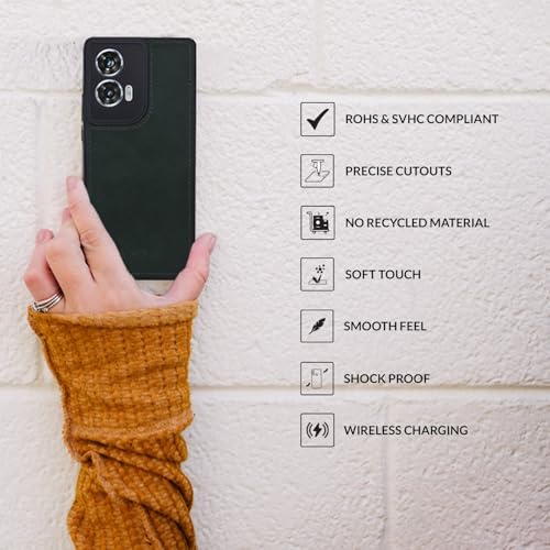 Image of SPRIG Compatible with Moto G96 Matte PU Leather TPU Premium Back Cover Drop Tested Shock Proof Mobile Case for Men, Women, Boys and Girls with Camera Protection (Green)