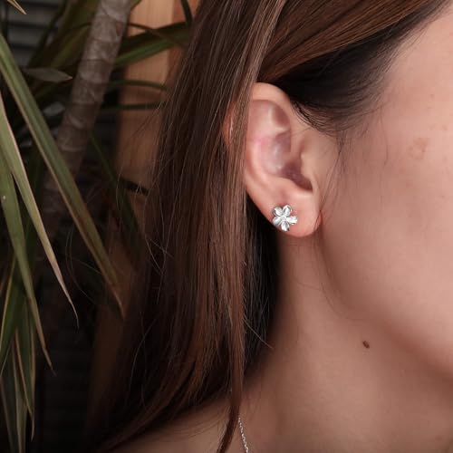 S.Leaf Flower Earrings for Women 925 Sterling Silver 18Karat Gold Plated Cherry Blossom Floral Flower Stud Earrings Best Friend Birthday Gifts for Women Trendy Teens Sister Mom Wife Womens Her Friend Party4
