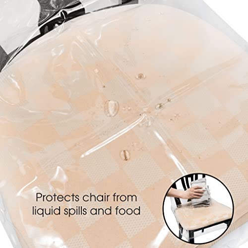Sherada 2 Pack Clear Plastic Dining Chair Covers Waterproof Stain Scratch Resistant Chair Seat Protectors/Pvc Slipcovers Reusable With Adjustable Belt Strap 17''X18'' Complete With Chair Felt Pads #TOP6