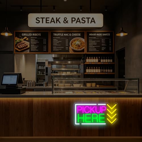 Image of Pick Up Here Neon Sign Coffee Restaurant Pick-up Area LED Light
