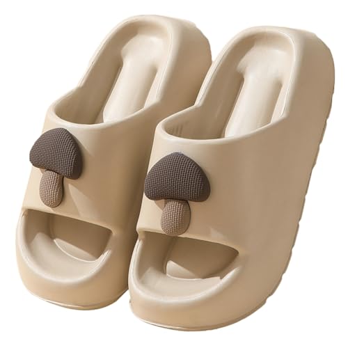 Women’s Cute Mushroom Slippers Open Toe Slip-On Shower Beach Pool Platform Sandals Thick Sole Bathroom Cloud Slides