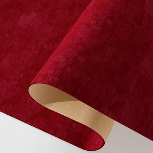 Decotalk Papier Peint Velours Rouge Foncé 40X300cm Papier Peint Vintage Adhesif Mural Decoratif Autocollant Meuble Rouleau Adhesif Decoratif Boîte à Bijoux...