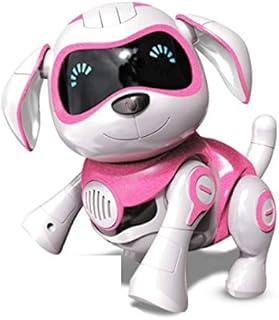 poi Cachorro Robô Sem Fio, filhote pequeno interativo, com caminhada, expressão divertida, robô que fala e dança inteligente, imita animais, mini robô de cachorro de estimação, rosa