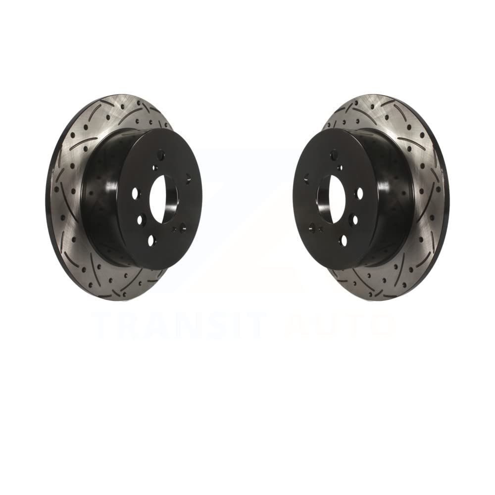 Rear Coated Drilled Slotted Disc Brake Rotors Pair For Toyota Camry Lexus ES350 Avalon ES300h KD-100186