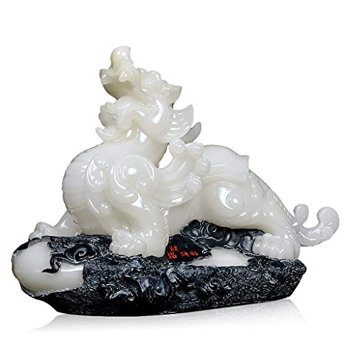 Statue feng shui Pi Xiu blanche anti-stress pour harmoniser la maison et attirer la chance