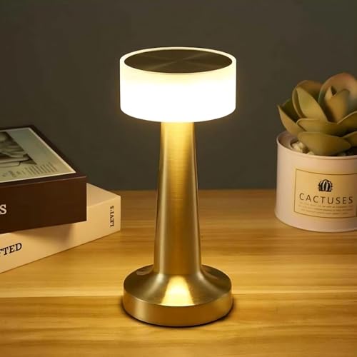 Image of Table Lamp /Table Lamp Study Room /Lamp Table /Led /Wireless Led Touch 3 Mode Metal /Bed Lamps Bedroom Side /Rechargeable Metal Touch /Warm Lighting /Bedside Lamp /Nightstand Lamp