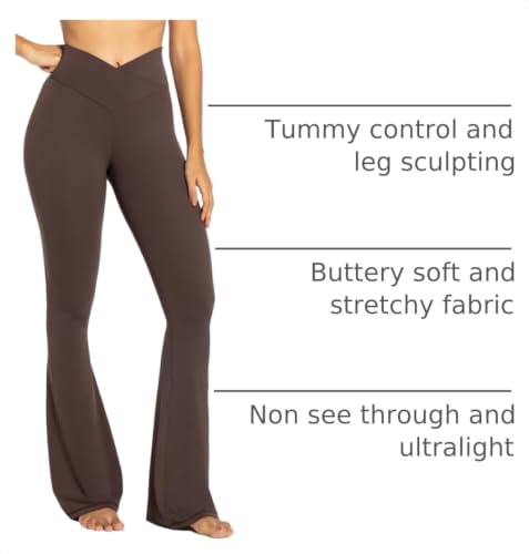 Image of Sunzel Flare Leggings, Crossover Yoga Pants with Tummy Control, High-Waisted and Wide Leg