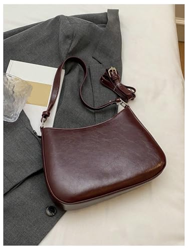 SweatyRocks Women's Retro Vintage Shoulder Bags Zipper Faux Leather Handbag Underarm Purse2