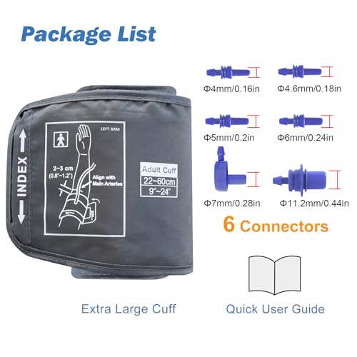 Image of ELERA Extra Large Blood Pressure Cuff (9 inch-24 inch | 22-60cm) - XL Replacement BP Cuff for Big Arms, Compatible with Omron BP Monitors, Adult Cuff Only - 6 Connectors