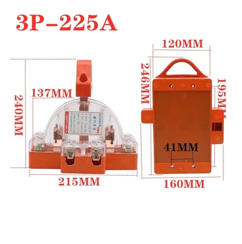 Interrupteur à couteaux double jet 225A avec isolation transparente 220V - 3