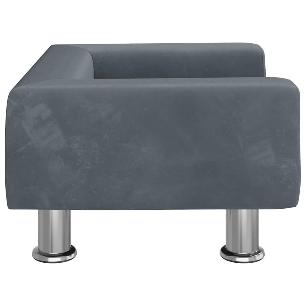 Hundebett Dunkelgrau 50x40x26,5 cm Samt Kiefernholz Sofa für kleine Hunde Modernes Design Robuste Stahlbeine Kuscheliges Kissen für Wohn- und Schlafzimmer