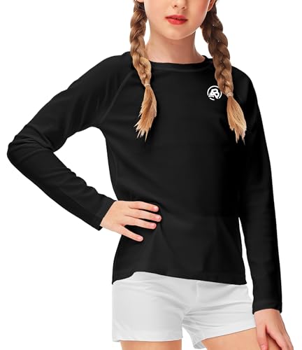 Image of AOBUTE Unisex Kids Rash Guard Long Sleeve SPF 50+ Sun Shirt UV Protection Swim Shirts 3-12 Years