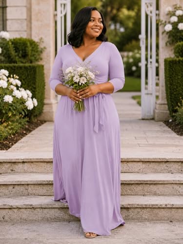 Image of PinkPatty Plus Size Maxi Dress for Women 3 /4 Sleeve Casual Long Dress