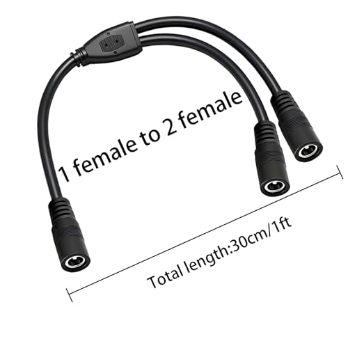 3-Pack 18AWG DC 5.5mm x 2.1mm 12V/24V DC Power Splitter Cable, 1 Female to 2 Female for CCTV Surveillance Cameras, LED Light Strips, and Other Devices with Single Input and Dual Output Power Supply. - Thumbnail 3