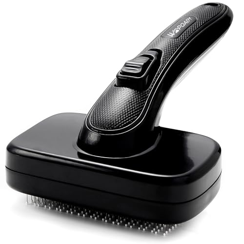 WOPQAEM Hundebürste für Hunde, Selbstreinigend Hundebürste Unterwolle und loses Fell, ideal für Langhaar und Kurzhaar, Sanft zur Haut, reduziert Haaren, Fellpflege Bürste, Schwarz