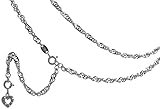 Versandfertig in 24 h Bauchkette, Bikinikette Singapur mit Anhänger Herz weiß - Breite 3,3mm - Länge wählbar 65-110cm - echt 925 Silber