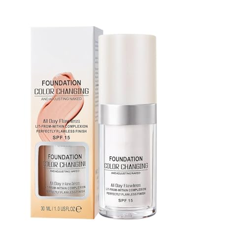 Foundation Color Changing. Korrigiert den Hautton. Spendet Feuchtigkeit. SPF 15. Farbwechselnde Foundation für Reife Haut. Geeignet für viele Hauttöne. Foundation Make Up 30 ml