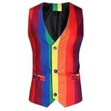 Elicafvarie Herren Western Weste - Männer Ärmelloser Anzug Westen Mode Regenbogen Gestreifter Druck Knöpfe Blazer Weste Male Plus Size Formale Business Jacke Weste, Stil A, 4XL