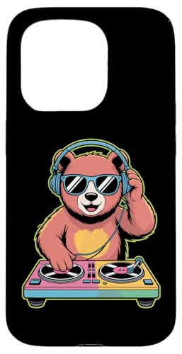 DJ Animal Ours Tourne Disque Mélodie Coque pour iPhone 15 Pro