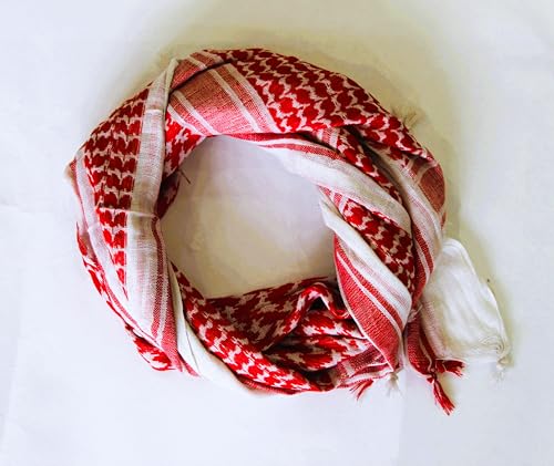 Image of Cotton Shemagh Keffiyeh Scarf - Lightweight Tactical Desert Head Neck Wrap, Sun Protection Outdoor Scarf for Summer Hiking