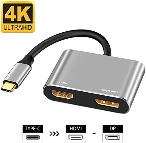 USB Type C to HDMI Cable 4K 30Hz Thunderbolt 3 Compatible for MacBook Pro, iMac, Samsung Galaxy S9/S8/Note 8, Pixelbook, Surface Book 2 (USB C to HDMI DP Adapter)