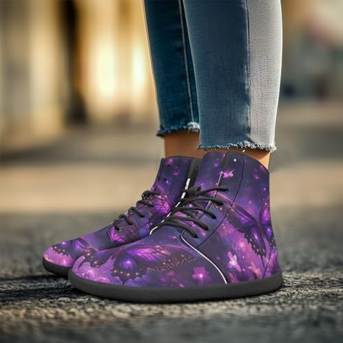 Women's Butterfly High Tops Walking Shoes PU Leather Running Sneakers Business Trainer Sneaker4