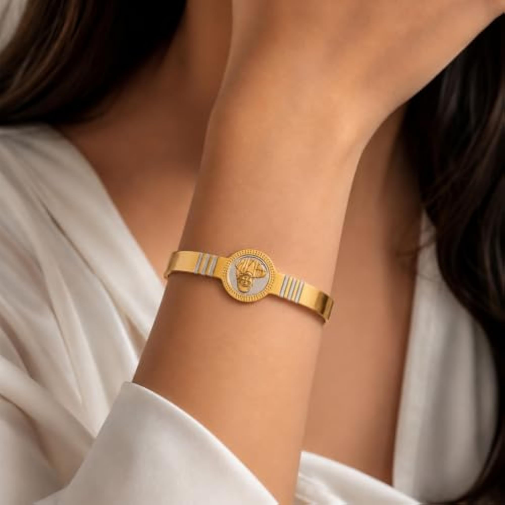 Gold Plated Sai Baba Kada Cuff Bracelet for Men