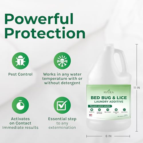 Image of Hygea Natural Lice and Bed Bug Laundry Additive - Environmentally Responsible, Odorless, and Stain-Free Liquid Laundry Treatment - Safe for Children and Pets - Any Water Temperature (1 Gallon) | Environmentally responsible, odorless, stain-free liquid treatment. Safe for children and pets in any water temperature.