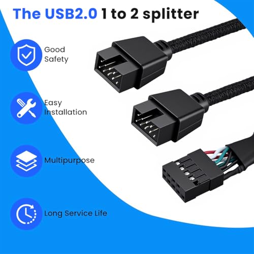 Image of ZORBES USB Internal Header Extension Cable, USB 2.0 /3.0 Motherboard Extension Cord for Front Panel & Internal Device Connection, 15cm No Tangle Nylon Braided Cord