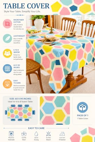 Image of Amazon Brand - Umi Super Soft Brushed Microfiber Cotton Dining Table Cloth, Printed Rectangular 6 Seater Table Cover 60X90(Inches)