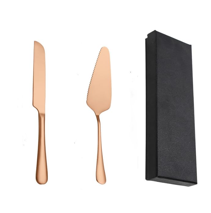 Lista de Cuchillos de postre Top 5. 45 STHIRA® 2Pcs Juego de Cuchillos de Corte de Pastel de Acero Inoxidable, Set de Cuchillo para Pastel de Boda, Set de Acero Inoxidable para Servir Pastel de Boda Cumpleaños Fiestas...