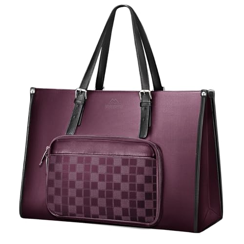MATEIN Laptop Handbags for Women with Lunch Box Pocket, 17 Inch Large Leather Work Purse, Elegant Zippered Tote Bag, Waterproof & Lightweight Shoulder Bag with Multi-compartment for Office & Travel