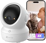 EZVIZ 4K Pan caméra intérieure de sécurité & Tilt, vision nocturne couleur, WDR, Suivi et patrouille automatique, détection intelligente de l'homme/du petit, 2-Way Appel avec Touch Button, 2.4G & 5G Connexion à deux bandes H6c G1 4K