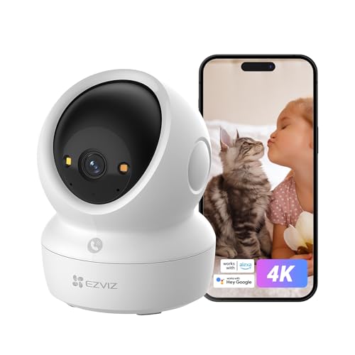 EZVIZ 4K Security Indoor Camera Pan & Tilt, Color Night Vision, WDR, Auto Tracking and Patrol, Smart Human/Pet Detection, 2-Way Calling with Touch Button, 2.4G & 5G Dual Band Connection | H6c G1 4K