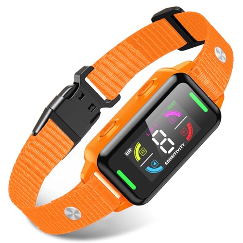 ZEASOYO Bark Collar for Small Dogs 5-15lbs Automatic Anti Bark Collar with Dual Sensor Technology, 4 Safe Modes, Waterproof IP67, Rechargeable Shock Collar for Small Dogs No Remote (Orange)