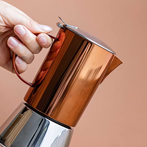 La Cafetière Polished Stainless Steel Espresso Stovetop Coffee Maker, 2ml, Copper, 25ML - Image 3