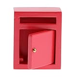 Material: Holz Fenteer 1/12 Puppenhaus Garten Möbel Miniatur Vintag Postfach Briefkasten mit Tür zum Öffnen - Rot