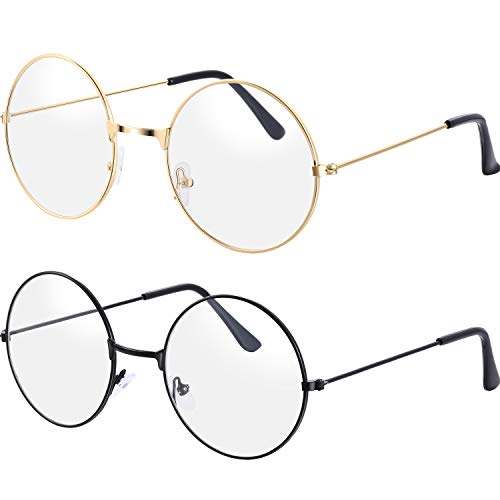 Bememo 2 pairs of wizard glasses round wire costume glasses acces…