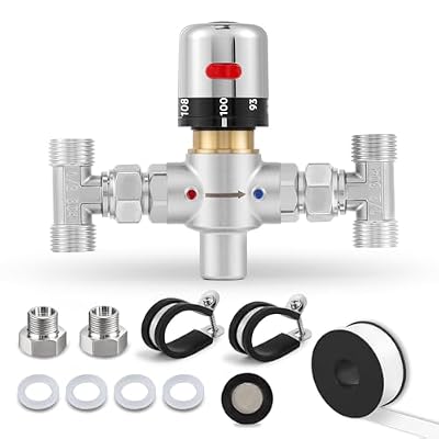 Moonshan Adjustable Temperature Bypass Sensor Valve Kit for Instant Hot Water Recirculating System Replacement for The Plastic Sensor Valve Compatible With 500800, 500805