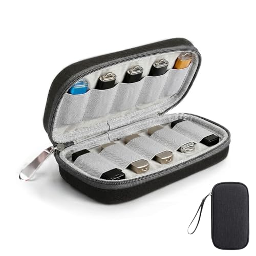 Cloxtralon Pochette de rangement pour clés USB, organisateur électronique avec 10 compartiments pour accessoires USB (Noir)