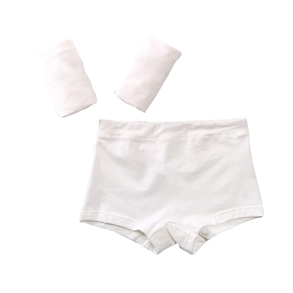Lot de 3 Shorty Boxers pour Fille en Blanc en Coton Peigné sous-Vêtements pour Petites et Jeune Filles 2-15 Ans Doux et Confortable