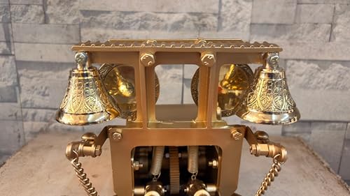 Image of Automatic Electric Mini Aarti Machine with Nagara & 2 Bells & 2 Zalar(Golden Colour) 6 inch Size for Home /Temple Satsang /Pooja Room With Adaptor