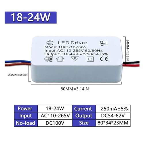 Controlador LED 18-24W contra parpadeos en focos downlight con transformador aislado 3