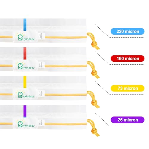 Hyindoor Bubble Bags All Mesh 5 Gallonen 4 Bags Set Bubble Hash Bag Ice-O-Lator Krautig EIS Essenz Extractor Kit mit Presssieb und Tragetasche für Kräuterextraktion und Produktion von Hasch